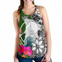 Yap Women Racerback Tank White - Turtle Plumeria Banana Leaf 2