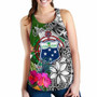 Samoa Custom Personalised Women Racerback Tank White - Turtle Plumeria Banana Leaf 2