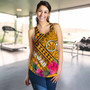 Hawaii Women Racerback Tank - Kanaka Maoli With Hibiscus On Polynesian Patterns (Yellow) 2