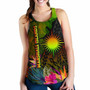 Marshall Islands Polynesian Women Racerback Tank - Hibiscus and Banana Leaves 2