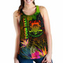 Tuvalu Polynesian Personalised Women Racerback Tank - Hibiscus and Banana Leaves 2