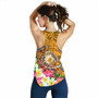 Samoa Custom Personalised Women Racerback Tank - Turtle Plumeria (Gold) 3