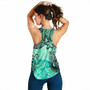 Tuvalu Women Racerback Tank - Vintage Floral Pattern Green Color 3