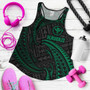 Hawaii Polynesian Women Racerback Tank - Green Tribal Wave 5