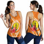 New Caledonia Polynesian Custom Personalised Women Racerback Tank - Orange Floral With Seal 1