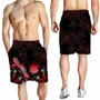 Nauru Polynesian Men Shorts - Turtle With Blooming Hibiscus Red 2