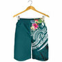 Yap Polynesian Men shorts - Summer Plumeria (Turquoise) 2