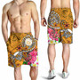 Hawaii Polynesian Men Shorts - Hawaii Seal With Turtle Plumeria (Gold) 3