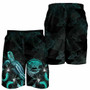 American Samoa Polynesian Men Shorts - Turtle With Blooming Hibiscus Turquoise 2