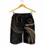 Cook Islands Polynesian Custom Personalised Men Short - Gold Tribal Wave 2