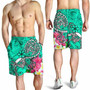 Polynesian Men Shorts - Turtle Plumeria Turquoise Color 4