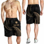 Nauru Polynesian Custom Personalised Men Short - Gold Tribal Wave 1