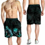 Federated States of Micronesia Polynesian Men Shorts - Turtle With Blooming Hibiscus Turquoise 2