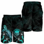 Federated States of Micronesia Polynesian Men Shorts - Turtle With Blooming Hibiscus Turquoise 4
