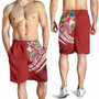 Polynesian American Samoa Men Shorts - Summer Plumeria (Red) 4