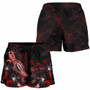 Fiji Polynesian Women Shorts - Turtle With Blooming Hibiscus Red 3