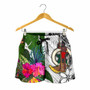 Vanuatu Women Shorts White - Turtle Plumeria Banana Leaf 2