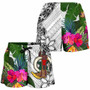 Vanuatu Women Shorts White - Turtle Plumeria Banana Leaf 3