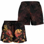 Tahiti Polynesian Women Shorts - Turtle With Blooming Hibiscus Gold 3