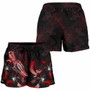 Pohnpei Polynesian Women Shorts - Turtle With Blooming Hibiscus Red 3