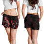 Pohnpei Polynesian Women Shorts - Turtle With Blooming Hibiscus Red 4