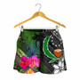 Pohnpei Women Shorts - Turtle Plumeria Banana Leaf 4