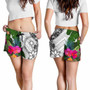 Chuuk Women Shorts White - Turtle Plumeria Banana Leaf 4