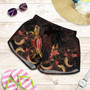 New Caledonia Polynesian Women Shorts - Turtle With Blooming Hibiscus Gold 1