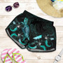 Tokelau Polynesian Women Shorts - Turtle With Blooming Hibiscus Turquoise 1