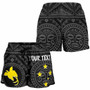 Papua New Guinea Personalised Women Shorts - Flag With Polynesian Patterns (Black) 4