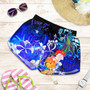 [Custom Personalised] Samoa Women Shorts - Humpback Whale with Tropical Flowers (Blue) 1