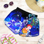 Tahiti Women Shorts - Humpback Whale with Tropical Flowers (Blue) 1