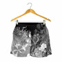 Polynesian Hawaii Custom Personalised Women Shorts - Kanaka Maoli Humpback Whale with Tropical Flowers (White) 2