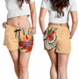 Tahiti Polynesian Women Shorts - Hibiscus Coat of Arm Beige 3
