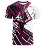 Cook Islands T-Shirt - Tribal Flower Special Pattern Purple Color 1