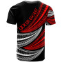 Tonga Custom Personalised T-Shirt - Wave Pattern Alternating Red Color 2