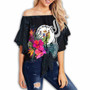 Niue Polynesian Off Shoulder Wrap Waist Top - Tropical Flower  1