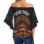 Northern Mariana Islands Custom Personalised Off Shoulder Wrap Waist Top - Tribal Pattern Hibiscus  2