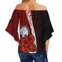 Marshall Islands Polynesian Off Shoulder Wrap Waist Top - Hibiscus With Seal  2