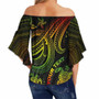 Guam Custom Personalised Off Shoulder Wrap Waist Top - Reggae Turtle Pattern  2