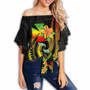 Wallis and Futuna Custom Personalised Off Shoulder Wrap Waist Top - Plumeria Flowers With Spiral Patterns (Reggae)  1