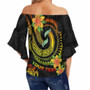 Wallis and Futuna Custom Personalised Off Shoulder Wrap Waist Top - Plumeria Flowers With Spiral Patterns (Reggae)  2