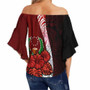 Pohnpei Polynesian Off Shoulder Wrap Waist Top - Hibiscus With Seal  2