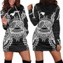 American Samoa Polynesian Hoodie Dress Map Black 1