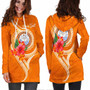 Marshall Islands Polynesian Custom Personalised Hoodie Dress - Orange Floral With Seal 3