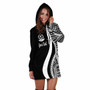 Vanuatu Custom Personalised Hoodie Dress - White Polynesian Tentacle Pattern 3