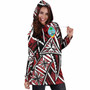 Guam Women Hoodie Dress - Tribal Flower Special Pattern Red Color 4