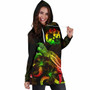 Tonga Polynesian Hoodie Dress - Turtle With Blooming Hibiscus Reggae 4