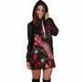 FiJi Polynesian Hoodie Dress - Turtle With Blooming Hibiscus Red 3