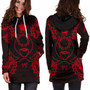 Pohnpei Polynesian Hoodie Dress Map Red 2